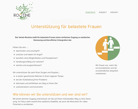 Screenshot Verein Rootine Website